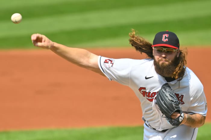 Sep 15, 2022; Cleveland, Ohio, USA; Cleveland Guardians starting pitcher Hunter Gaddis (70) delivers a pitch in the first inning against the Chicago White Sox at Progressive Field. Mandatory Credit: David Richard-USA TODAY Sports